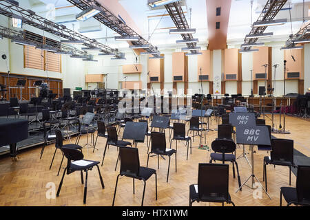 BBC Maida Vale Studios, interno, istituito per BBC Symphony Orchestra Foto Stock