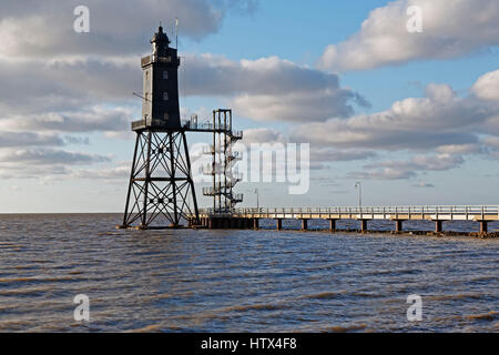 Faro Obereversand, Dorum-Neufeld, Bassa Sassonia, Germania Foto Stock