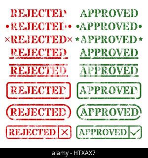 Una serie di francobolli approvate o rifiutate illustrazione vettoriale. Illustrazione Vettoriale