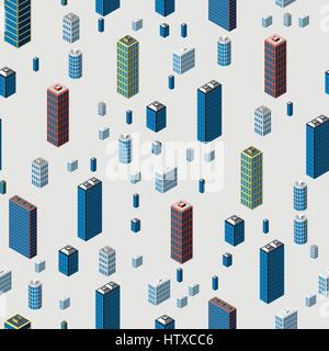 Edifici isometrica pattern senza giunture Illustrazione Vettoriale