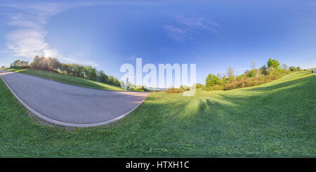 360 panorama del centro storico di Battlefield park in Quebec city che ora serve come un multi purpose vivere sano greenspace per andare in bicicletta, Passeggiate, pic-nic Foto Stock