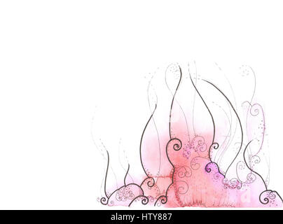 Illustrazione ad acquerello. Fiamma astratta disegnata a mano pittura Foto Stock