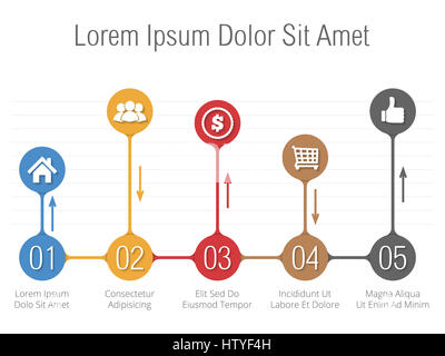 Grafico a barre modello infographics con numeri e icone Foto Stock