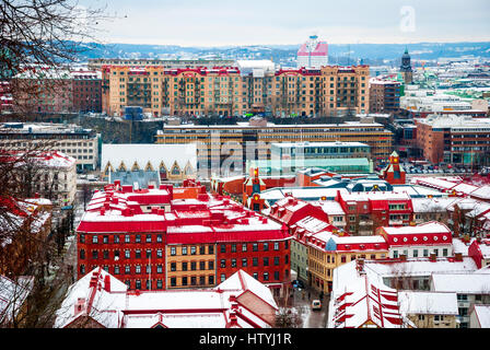 Lo skyline di Göteborg in inverno, Svezia Foto Stock