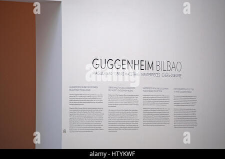 Bilbao, Spagna: gli interni del Museo Guggenheim Bilbao, Museo di arte moderna e contemporanea progettato dall architetto Frank Gehry Foto Stock