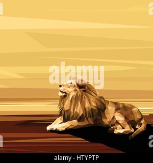 Lion bassa animale poli design. Triangolo illustrazione vettoriale. Illustrazione Vettoriale