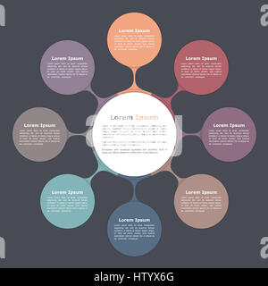Schema circolare con otto elementi, modello infografico Foto Stock