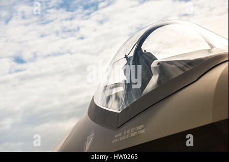 Primo piano di un jet militare fighter cielino Foto Stock