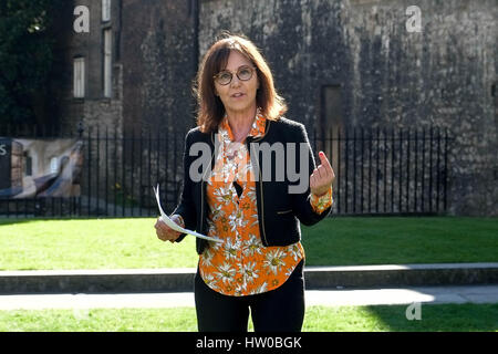 Londra, Regno Unito. Il 15 marzo, 2017. Arlene Phillips CBE coreografo parlando. Gli insegnanti e gli studenti a parlare e di eseguire al di fuori del Parlamento prima di consegnare una lettera a Downing Street chiedendo al governo di invertire la prevista attuazione del baccalaureato in inglese (EBacc) test misurare dicono che conduce direttamente al declino dello studente a prendere almeno un oggetto d'arte. Credito: claire doherty/Alamy Live News Foto Stock