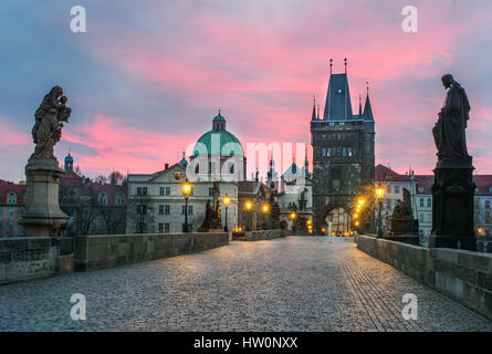 Praga, Charles Bridge Foto Stock