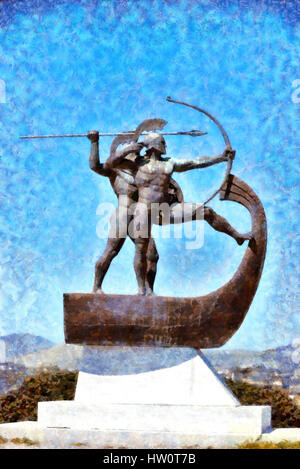 Un monumento di Salamina sea-lotta in Grecia Foto Stock