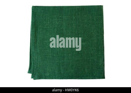 Verde tovagliolo tessili su bianco Foto Stock