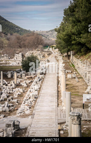 Strada del porto della città antica di Efeso in Selcuk, Turchia Foto Stock