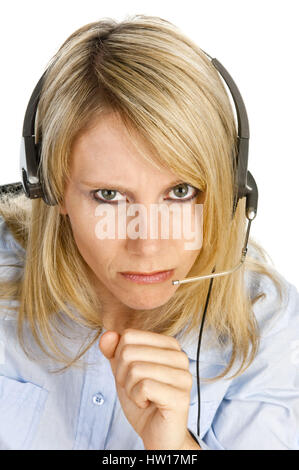 Donna con cuffie, Frau mit auricolare Foto Stock