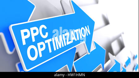 Ottimizzazione PPC - testo sull'azzurro del puntatore. 3D. Foto Stock