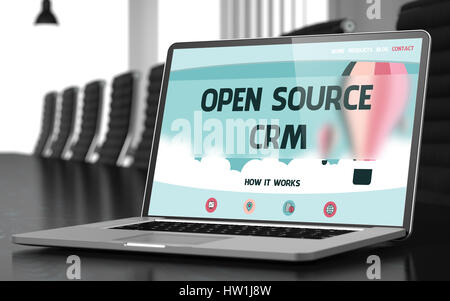 Landing Page del laptop con Open Source concetto di CRM. 3d. Foto Stock