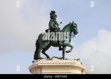 Statua di re Jose io in piazza del Commercio. Lisbona, Portogallo Foto Stock