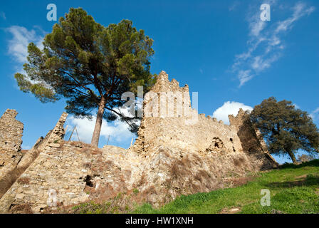 Rovine del Castello di Zocco, tra San Feliciano e Monte del Lago, Magione, Umbria, Italia Foto Stock