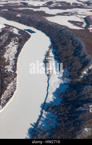 Fiume Oka, Russia in inverno, vista dall'alto Foto Stock