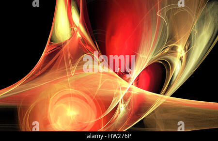 Abstract fractal rosso giallo arancione fiamma onda liscia cosmica di sfondo di vapore Foto Stock