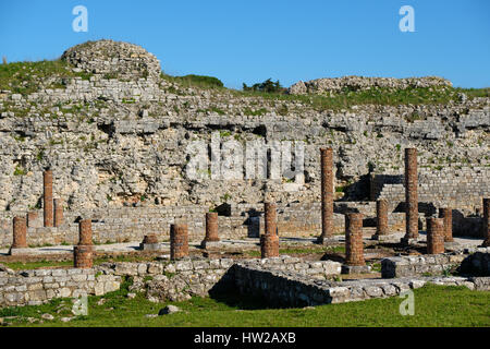 Peristilio all'insediamento romano le rovine di Conimbriga, Portogallo, Europa Foto Stock