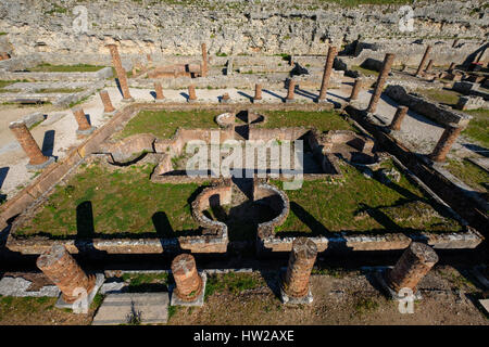 Peristilio all'insediamento romano le rovine di Conimbriga, Portogallo, Europa Foto Stock