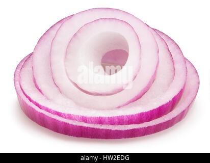 Anelli di cipolle isolato Foto Stock