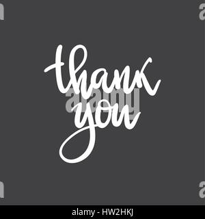 Frase vettore grazie iscrizione manoscritta. Scritte a mano tipografia modello. Bianco su nero, gesso su una lavagna. in bianco e nero mano-DRA Illustrazione Vettoriale