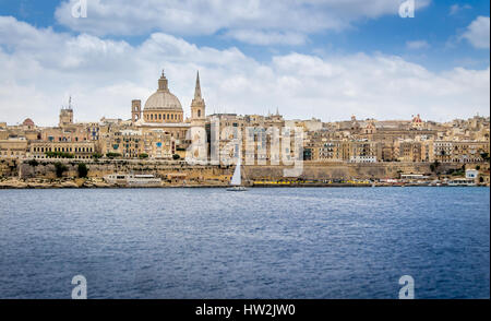 Lo Skyline di La Valletta - Malta Foto Stock