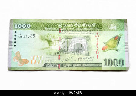 Il governo dello Sri Lanka Rupee banconote - Mille rupie mostrando facce della nota Foto Stock