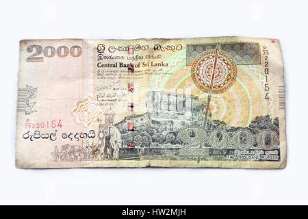 Il governo dello Sri Lanka Rupee banconote - Due mila rupie mostrando facce della nota Foto Stock