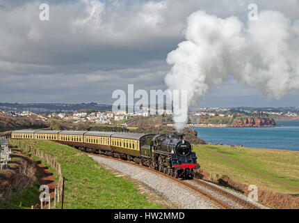 75014 salite lontano da Paignton nel Devon durante una Timeline carta fotografica il 12 marzo 2017. Il loco è in procinto di iniziare la sua prima stagione completa in esecuzione per Foto Stock