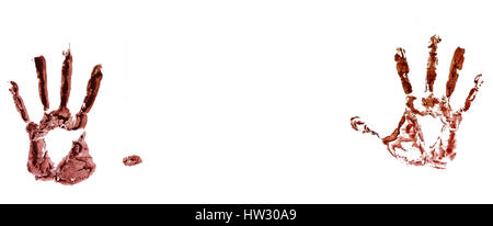 Le impronte digitali di sanguinosi palms Foto Stock