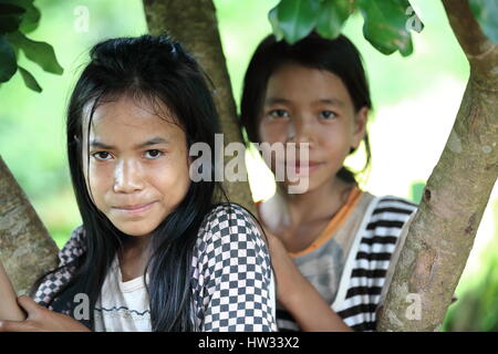 Luang Namtha prov., Laos-October 6, 2015: la collina Akha tribù sono una minoranza etnica che vive in montagna tra E.Myanmar-N.Thailandia-W.Laos-S.mento Foto Stock