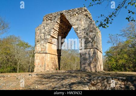 Arco trionfale, Arco de Kabah, la storica città maya di Kabah, stato dello Yucatan, Messico, America Centrale Foto Stock