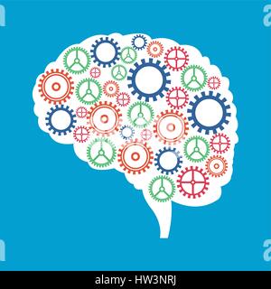 Gli ingranaggi del cervello soluzione di cooperazione Illustrazione Vettoriale