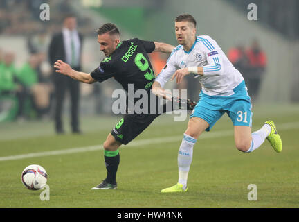 Gladbach, Deutschland. 16 Mar, 2017. Gladbach, Germania Marzo 16, 2017, Europa League di roand 16, seconda gamba, Borussia Moenchengladbach vs FC Schalke 04: Credito: Juergen schwarz/Alamy Live News Foto Stock