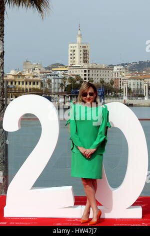 Marzo 17, 2017 - Photocall del film di Ãlex de la Iglesia 'El' Bar che si apre al di fuori concorso, la sezione ufficiale. Con Mario Casas e Blanca SuÃ¡rez, insieme con Carmen Machi, Secun de la Rosa e Jaime OrdÃ³nez sul molo di uno del porto di Malaga in occasione della XX edizione spagnola di film festival Credit: Fotos Lorenzo Carnero/ZUMA filo/Alamy Live News Foto Stock