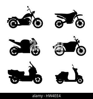 Motociclette e scooters silhouette nera Illustrazione Vettoriale