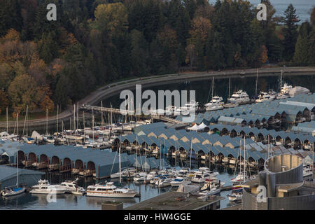 Vancouver cityscape su Stanley Park e di Coal Harbour Marina, Canada. Foto Stock