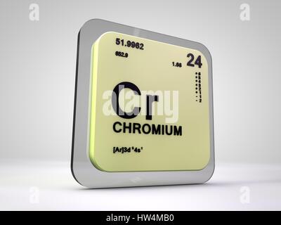 Cromo - Cr - elemento chimico tavola periodica 3D render Foto Stock
