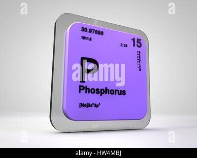 Fosforo - P - elemento chimico tavola periodica 3D render Foto Stock