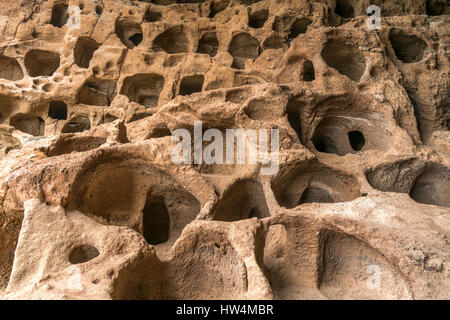 Höhlen der historischen Getreidespeicher Cenobio de Valeron, Santa María de Guia, Insel Gran Canaria, Kanarische isole, Spanien | pre-ispanici coll Foto Stock