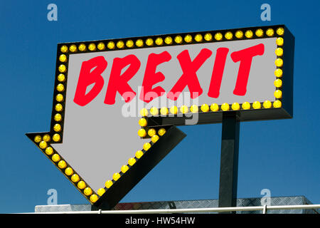 Illuminato segno Brexit Foto Stock