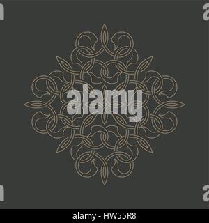 Modello circolare in stile arabo. Decorazione tonda con interseca le linee di curvatura. Elemento vettore di graphic design Illustrazione Vettoriale