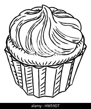 Una tortina disegnare a mano in un retro vintage xilografia inciso o inciso stile. Foto Stock
