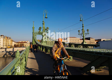 Libertà o libertà ponte che attraversa il fiume Danubio. Budapest Ungheria, Europa sud-orientale Foto Stock