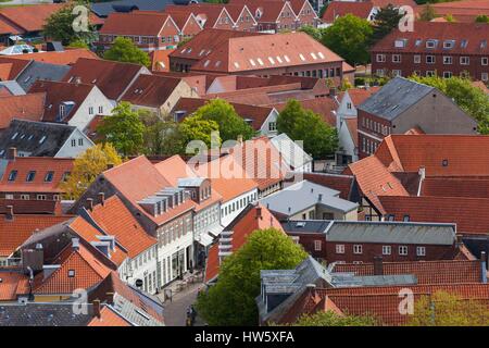 Danimarca, nello Jutland, Ribe, elevati vista città da Ribe Domkirke torre della cattedrale Foto Stock