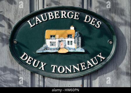 Francia, Calvados, Pays d'Auge, Pierrefitte En Auge, Auberge des Deux Tonneaux Foto Stock