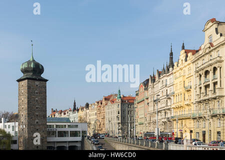 Edifici di Masarykovo nabrezi, Nove Mesto, Praga, Repubblica Ceca, Europa Foto Stock